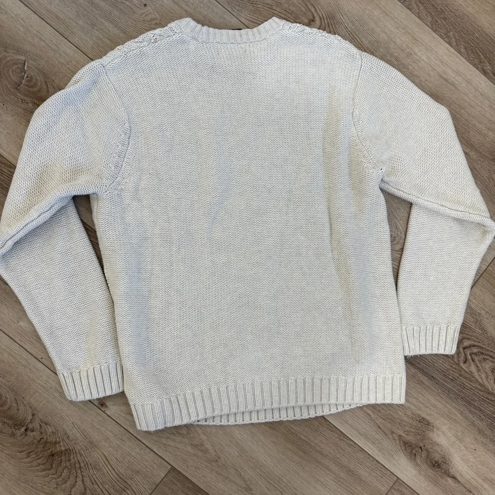 Cotton Unisex Chunky Fisherman Knit Cream Sweater Chaps LG